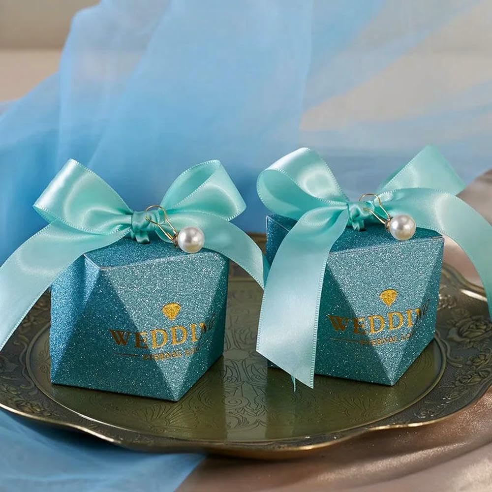Cajas de Regalo con Forma de Diamante para Dulces, con Cinta de Perlas, para Bodas, Baby Showers, Fiestas, 20, 30 o 50 Unidades