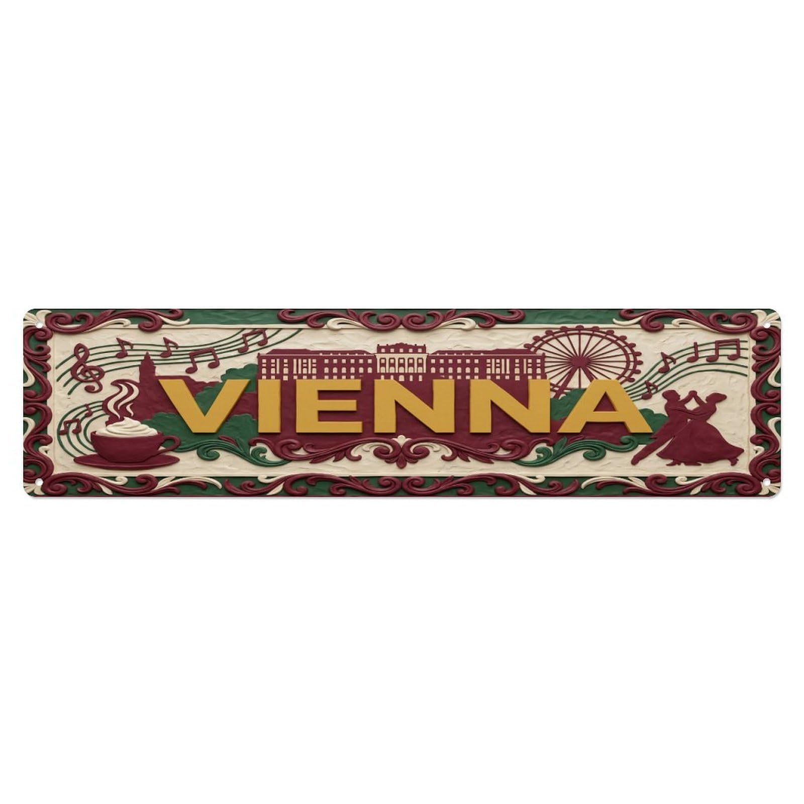 Vintage Vienna Austria Flag Pattern Metal Tin Sign