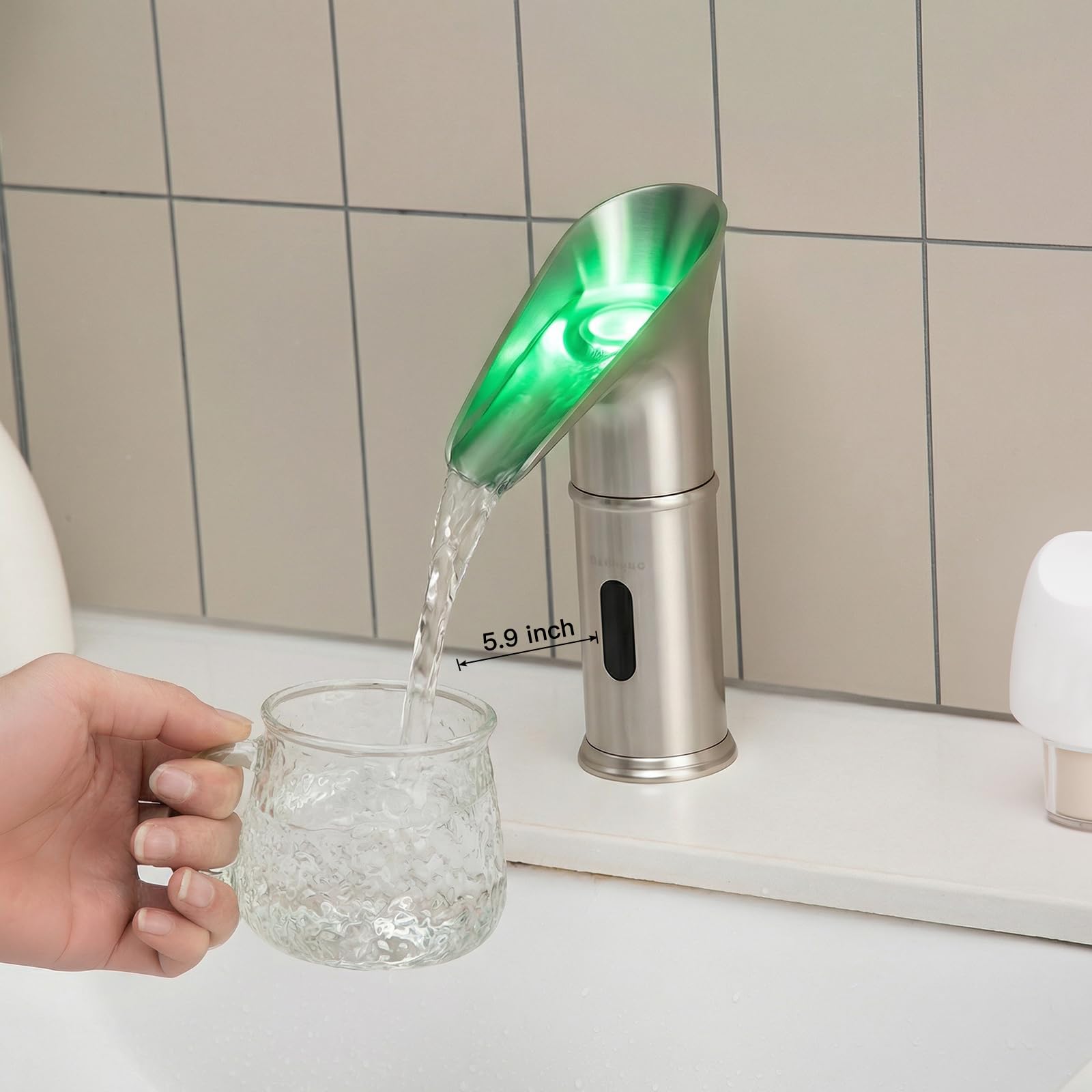 Gangang Led Fría y Caliente Sensor Automático Grifo Sin Contacto DC 3 Color Lavabo Grifo Cambiado por Presión de Agua Led Alimentado por Presión de Agua...