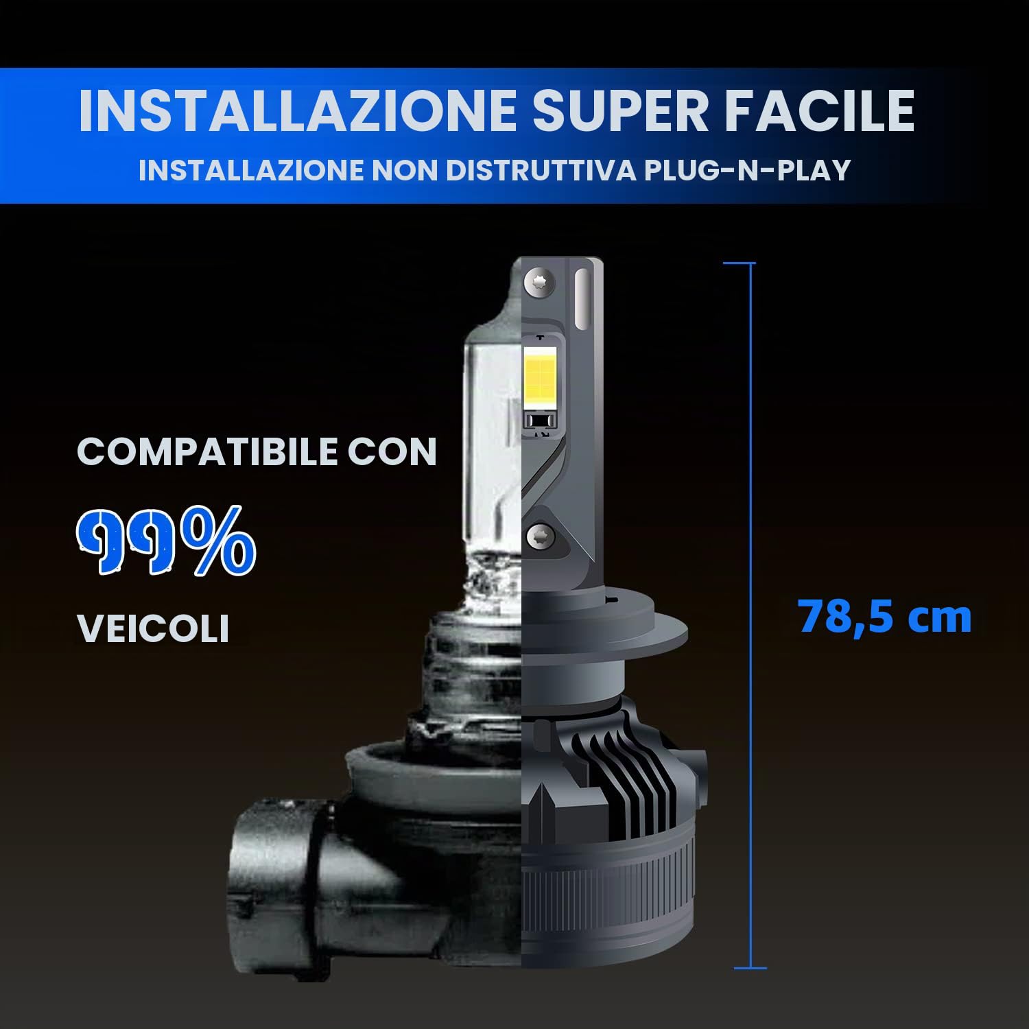 H7 LED Lampadine, 30000LM 160W CanBus Senza Errori 6000K Super Brillante Bianca Fari Abbaglianti e Anabbaglianti Auto Kit Sostituzione Lampada Alogena, Plug & Play, Confezione da 2