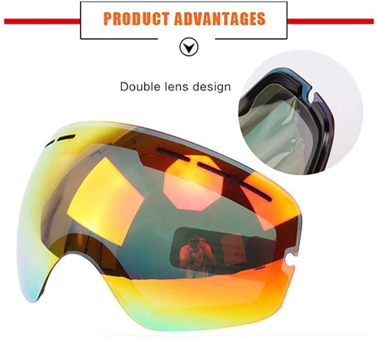 Bezramowe ultra wentylowane gogle narciarskie duże sferyczne dla mężczyzn i kobiet gogle z podwójnymi soczewkami regulowane do jazdy na nartach Snowboard Sn Gogle motocyklowe Ski 21-410