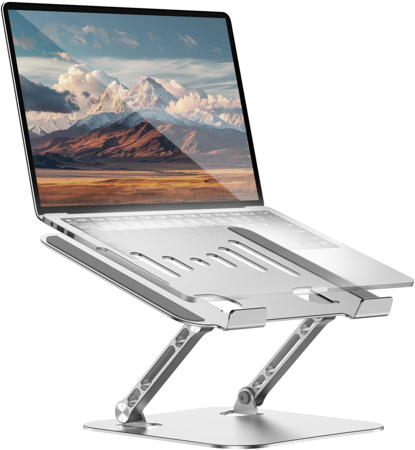 Laptop Stand for Desk Adjustable Height Portable Laptop Riser Aluminum Laptop Stand for Desk Foldable with Ergonomic 10-17" Silver