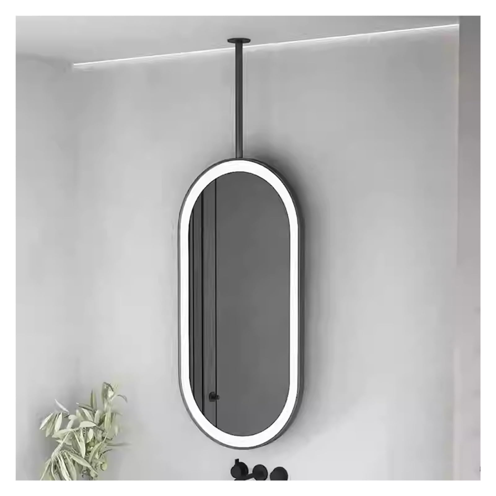 WJFTODAY 360° Rotating Double-Sided LED Bathroom Mirror with 3 Adjustable Lighting Options - Versatile for Entryways, Cloakrooms, and Home Decor (Black, 40x80cm) - Stylish & Functional