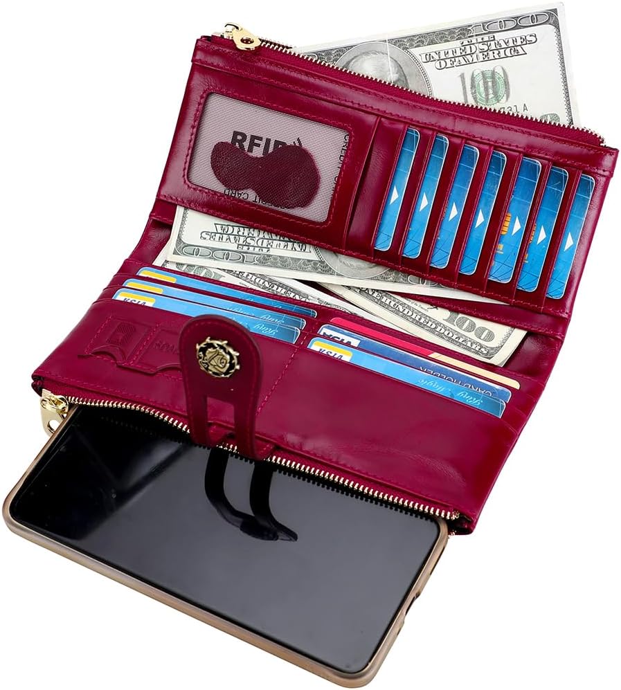 Women's RFID Blocking Wallet Soft Leather Clutch Money Ladies Purse Slim Card Holder Organizer Zip Pocket (3013-purple) - Image 7