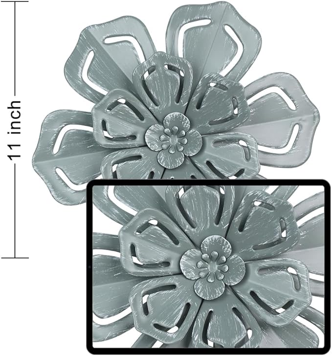 Decoración de pared de flores metálicas, 2 piezas de 11 pulgadas miniatura 3