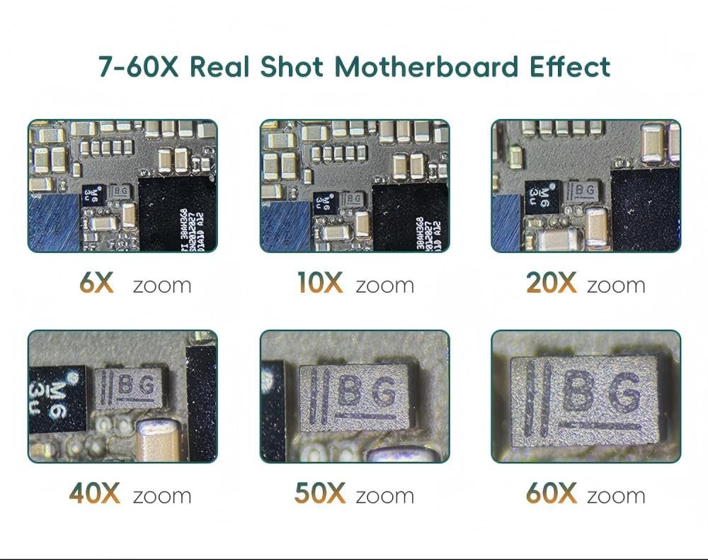 TBK Mikroskop stereofoniczny 7X-60X 701A z kamerą 48 MP i zewnętrznym wyświetlaczem, podwójny mikroskop z zoomem okularowym do lutowania PCB, naprawy telefonu, kontroli elektroniki, regulowany stojak