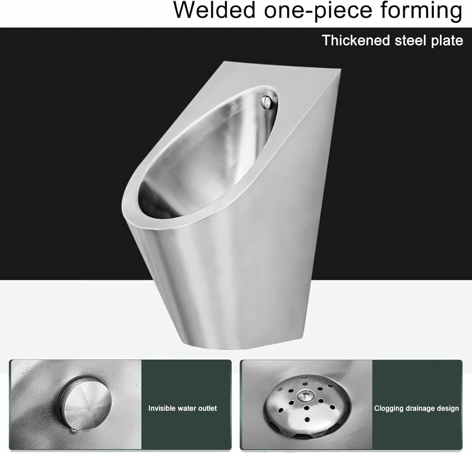 304 Stainless Steel Urinals, Wall-Mounted Induction Urinal, Toilet Splash-Proof Urinal, Shopping Mall/Hotel/Public Toilet