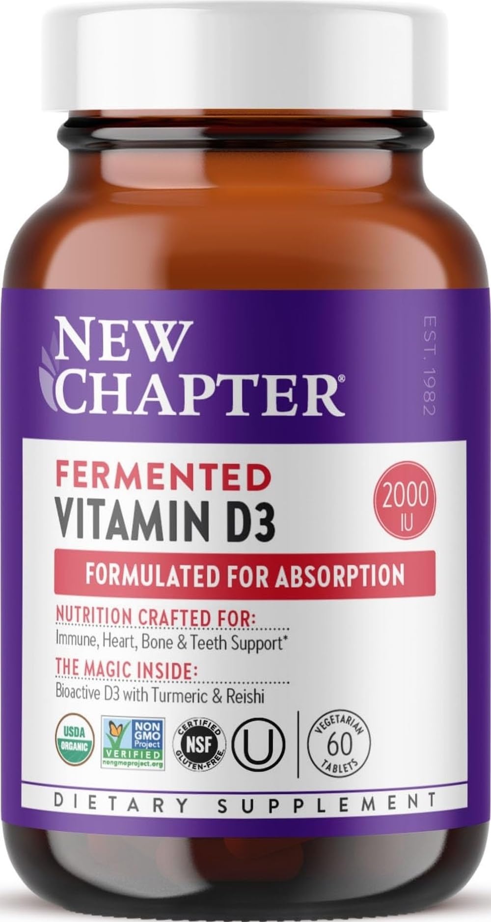 New Chapter Fermented Vitamin D3 2,000 IU, 60 Count 60 Count (Pack of 1)