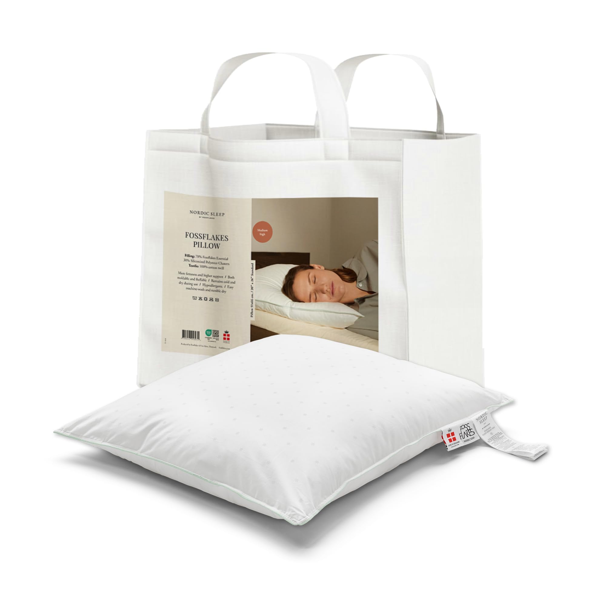 NORDIC SLEEP PILLOW MEDIUM LOW 43×63CM Amazon.com: FOSSFLAKES Nordic Sleep, Bed Pillow Hypoallergenic