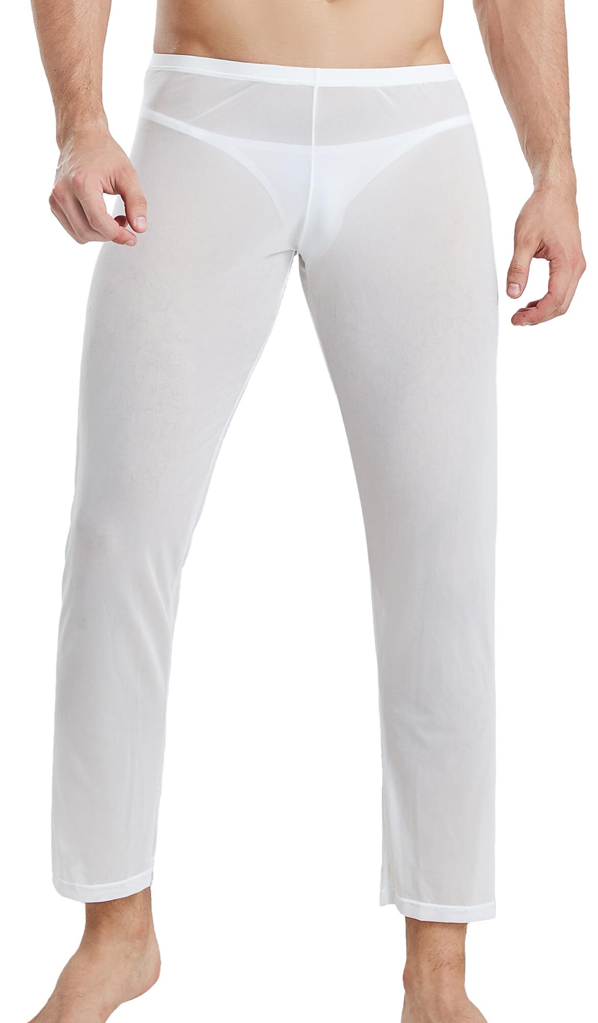 Panegy Pantaloni da pigiama da uomo, in rete, trasparenti, comodi, trasparenti, da discoteca