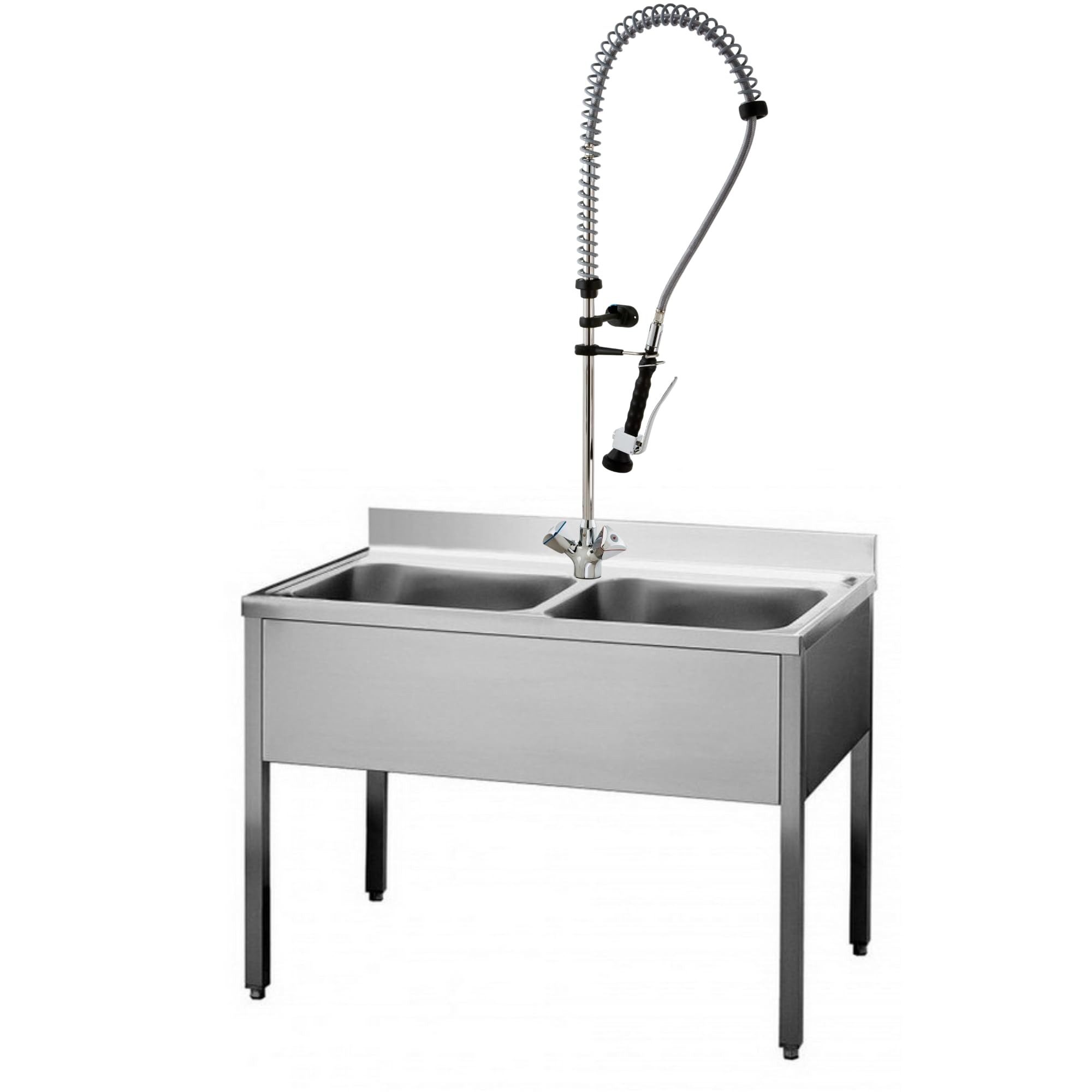 Geschirrwaschbrause für Gastro Küchen - 120 cm Höhe - AISI 304 Edelstahllegierung - Lochbohrung 29mm - biegsamer Wasserhahn Armaturen Gastronomie Wand Armatur