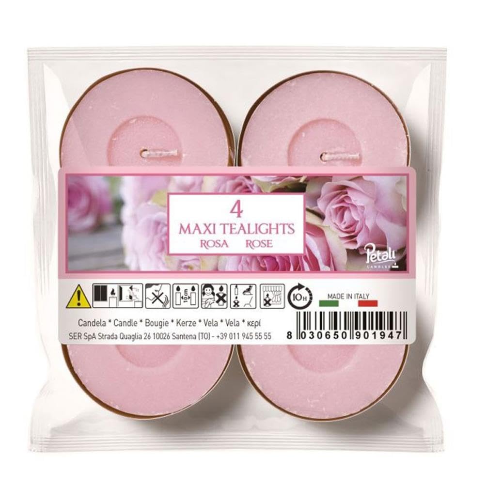 Price's Rose Candles Aladino Maxi Tealights Pack Of 4 (Aladino Range)
