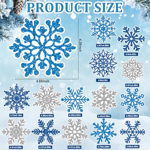15 imanes decorativos de copo de nieve para refrigerador miniatura 2