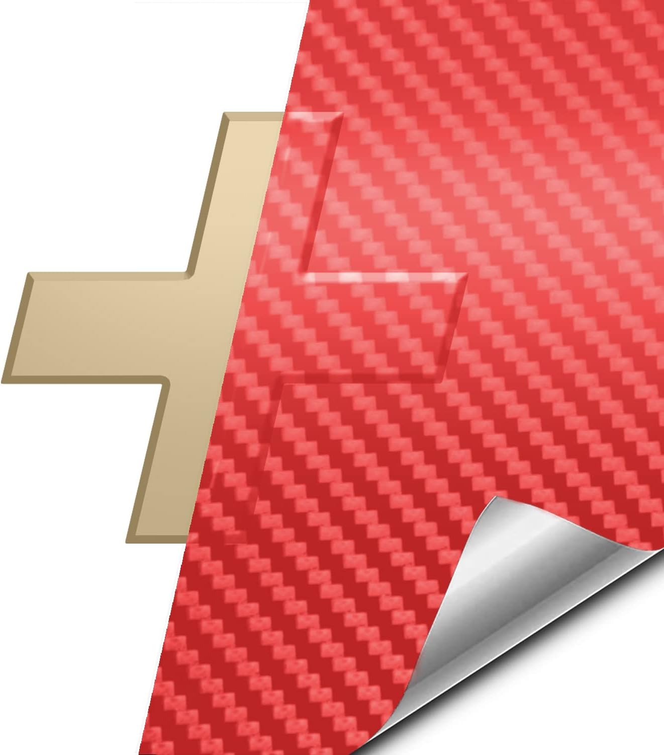 VViViD Auto Emblem Car Wrap Vinyl, Red Carbon Fiber, Compatible with Chevy Bowtie Logo 11.8 Inches x 4 Inches Sheets (x2)