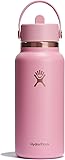Hydro Flask 32 Oz Wide Flex Straw Cap Bottle - Insulated Stainless Steel - Wide Straw Lid, Non Spill, Leakproof in Primrose Gold 32 Oz Primrose Gold