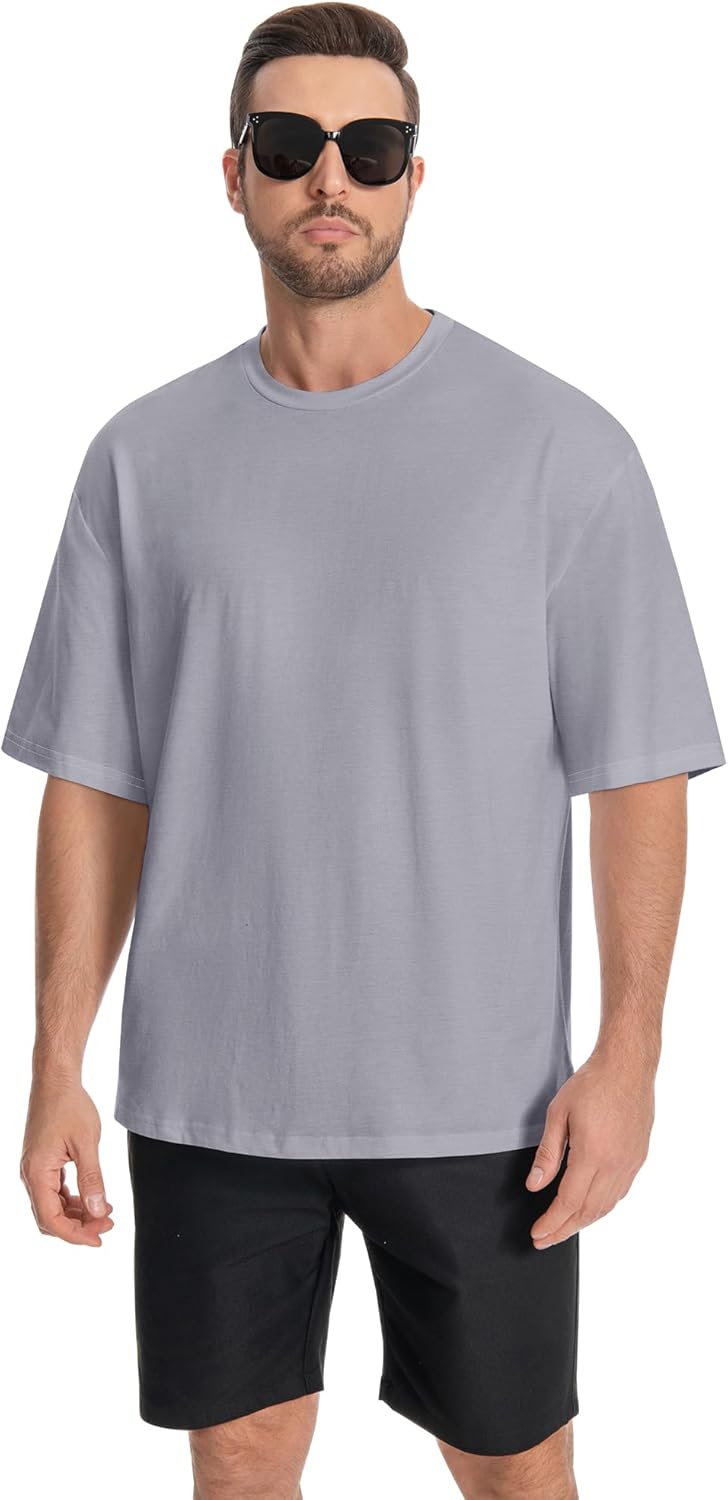rosemia Oversized Tshirts for Men Crewneck Graphic Tees Basic Short Sleeve Loose Fit Tops - Image 6