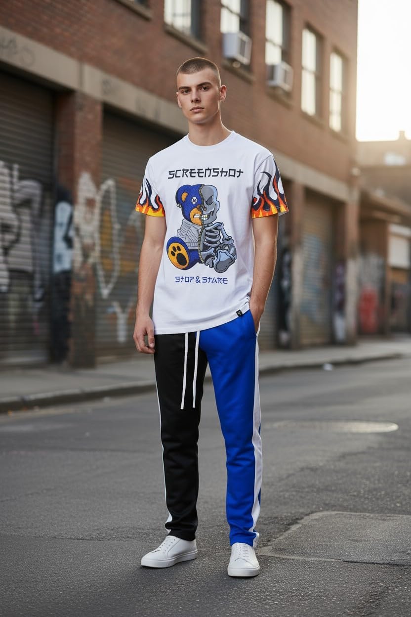 SCREENSHOT-Track Pants Basic Mens Premium Slim Fit Athletic Fitness Fashion Urban Lifestyle Streetwear Bottoms - Image 3