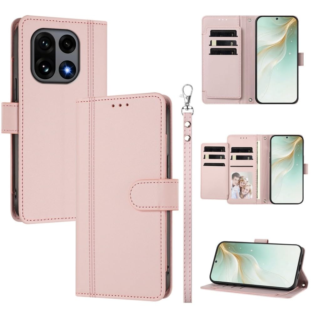Generic Étui compatible avec Oppo Find X3 Lite (couleur : rose) étui arrière en cuir à rabat magnétique style portefeuille