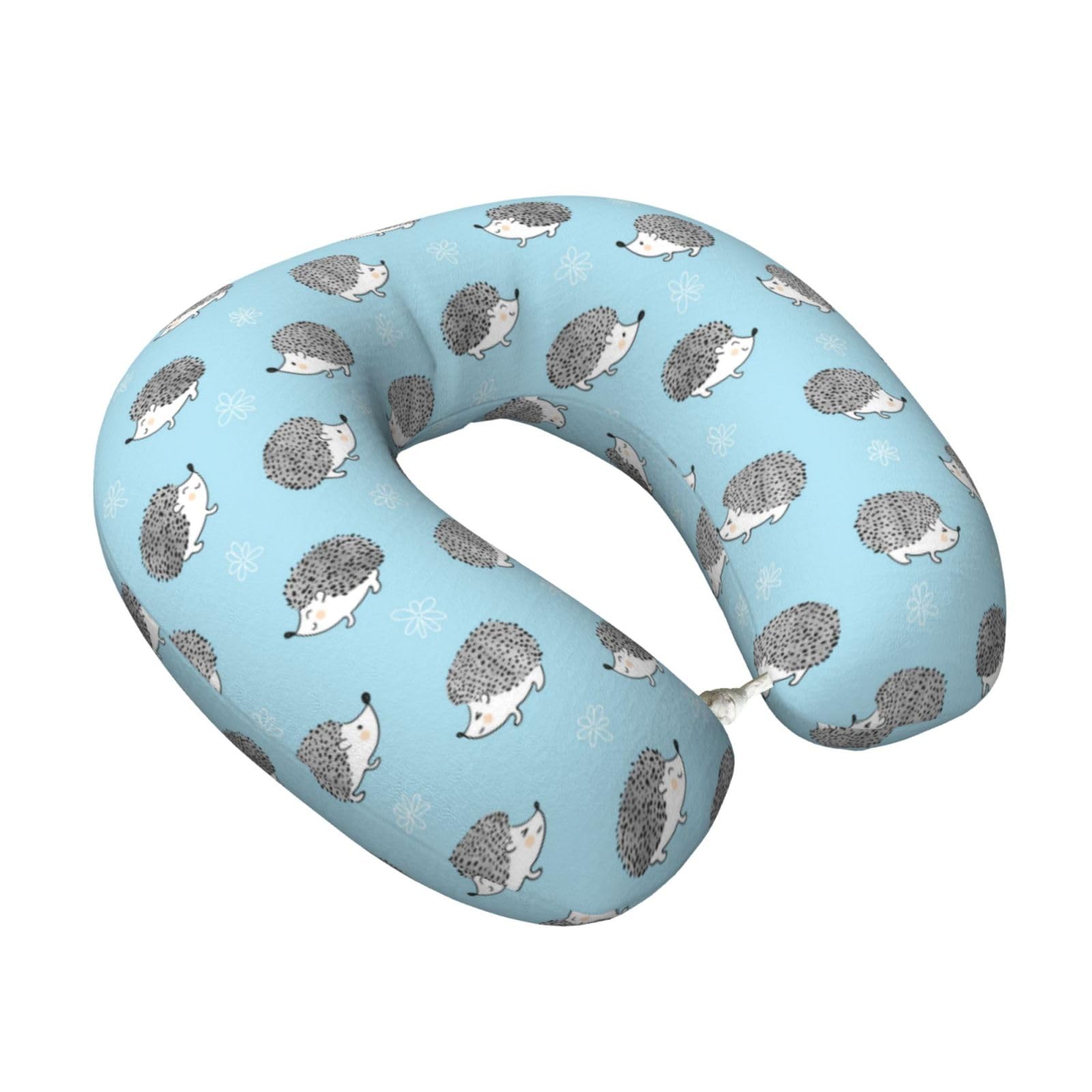 LKYMOH Lovely Hedgehog, Travel Neck Pillow U-Shaped Memory Neck Support Soft Comfortable With Washable Cover For Airplane Car Traveling and Office
