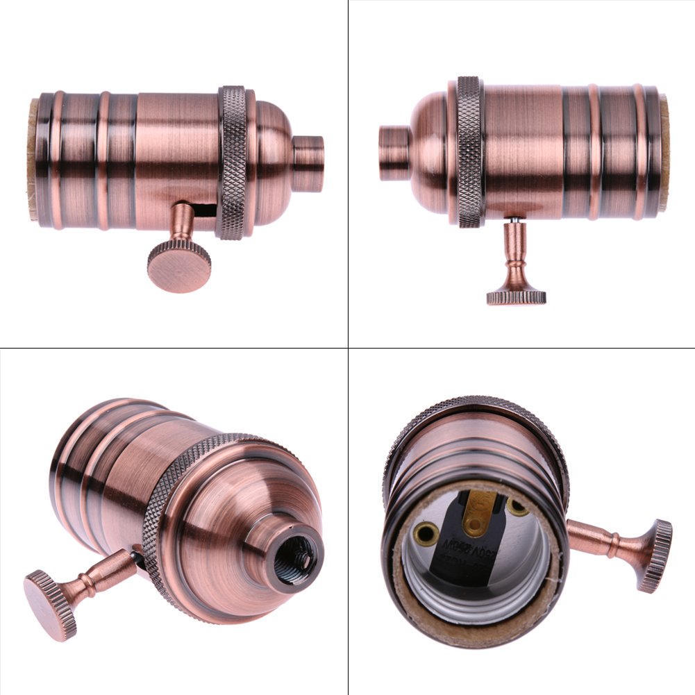 E27 Portalampada Industriale Vintage Porta Interruttore Raccordo Edison - Foto 10