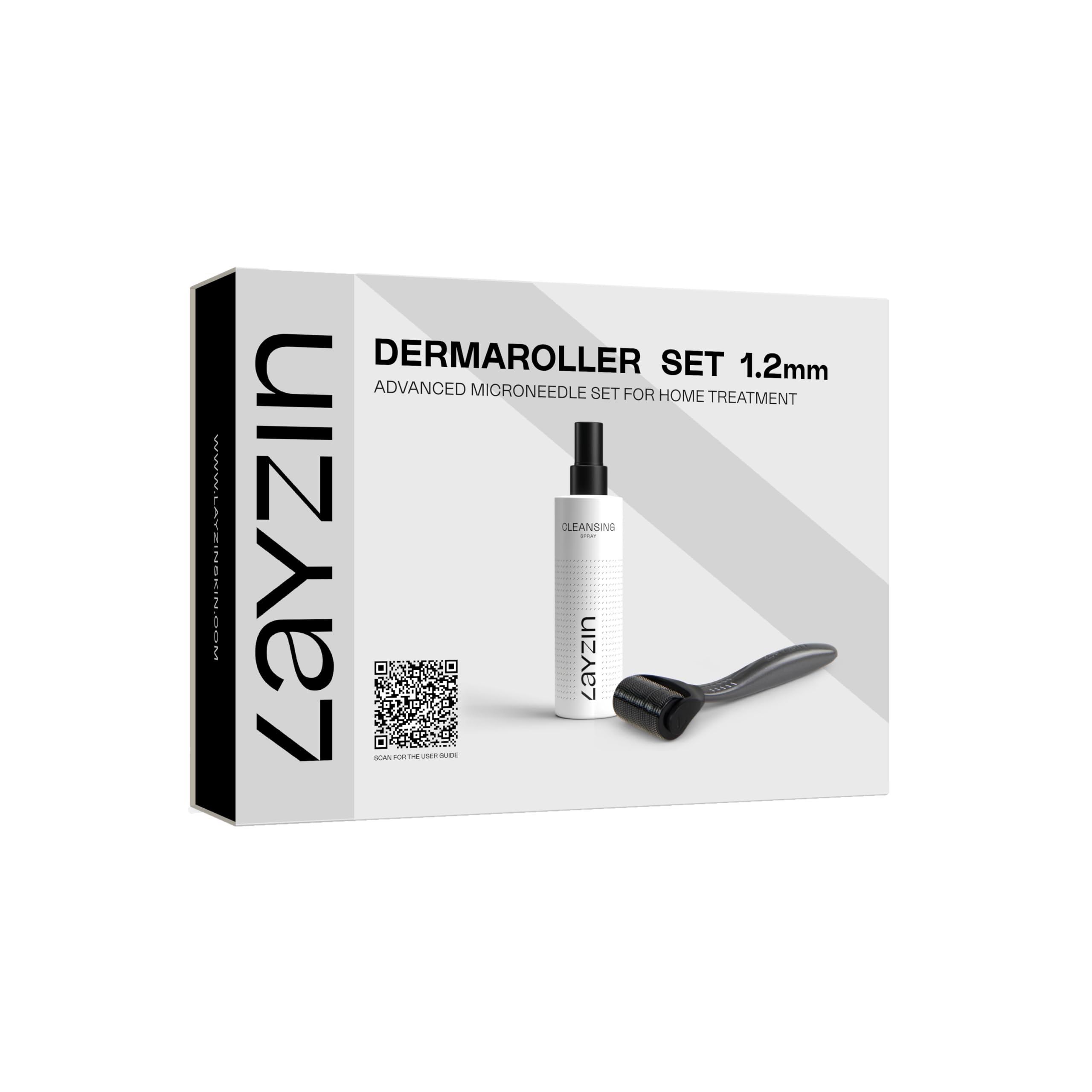 Microneedling Set 1,2 mm – Derma Roller mit 1200 Mikronadeln für Körper und Kopfhaut – Inklusive 200 ml Reinigungsspray – Professionelle Hautpflege, gegen Narben und für Haarwachstum – Unisex