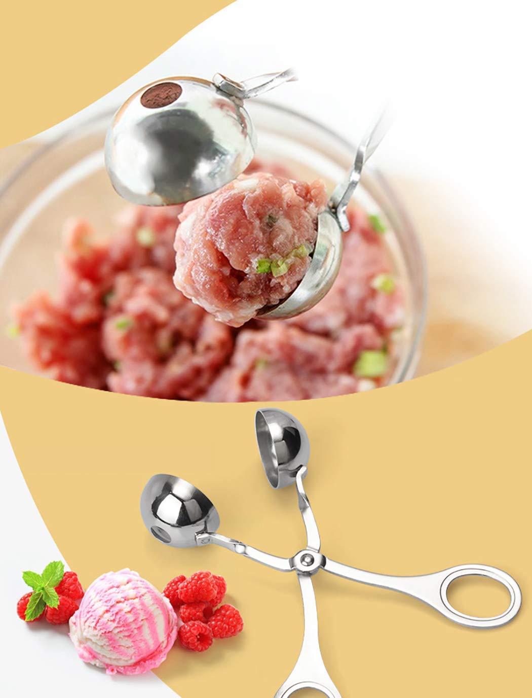 Nomazo Meat boll Maker Stuffed Meatball Clip Manchuriyan Ball DIY Dough Fish Meat Rice Ball Maker Stainless Steel Scoop Kitche 2