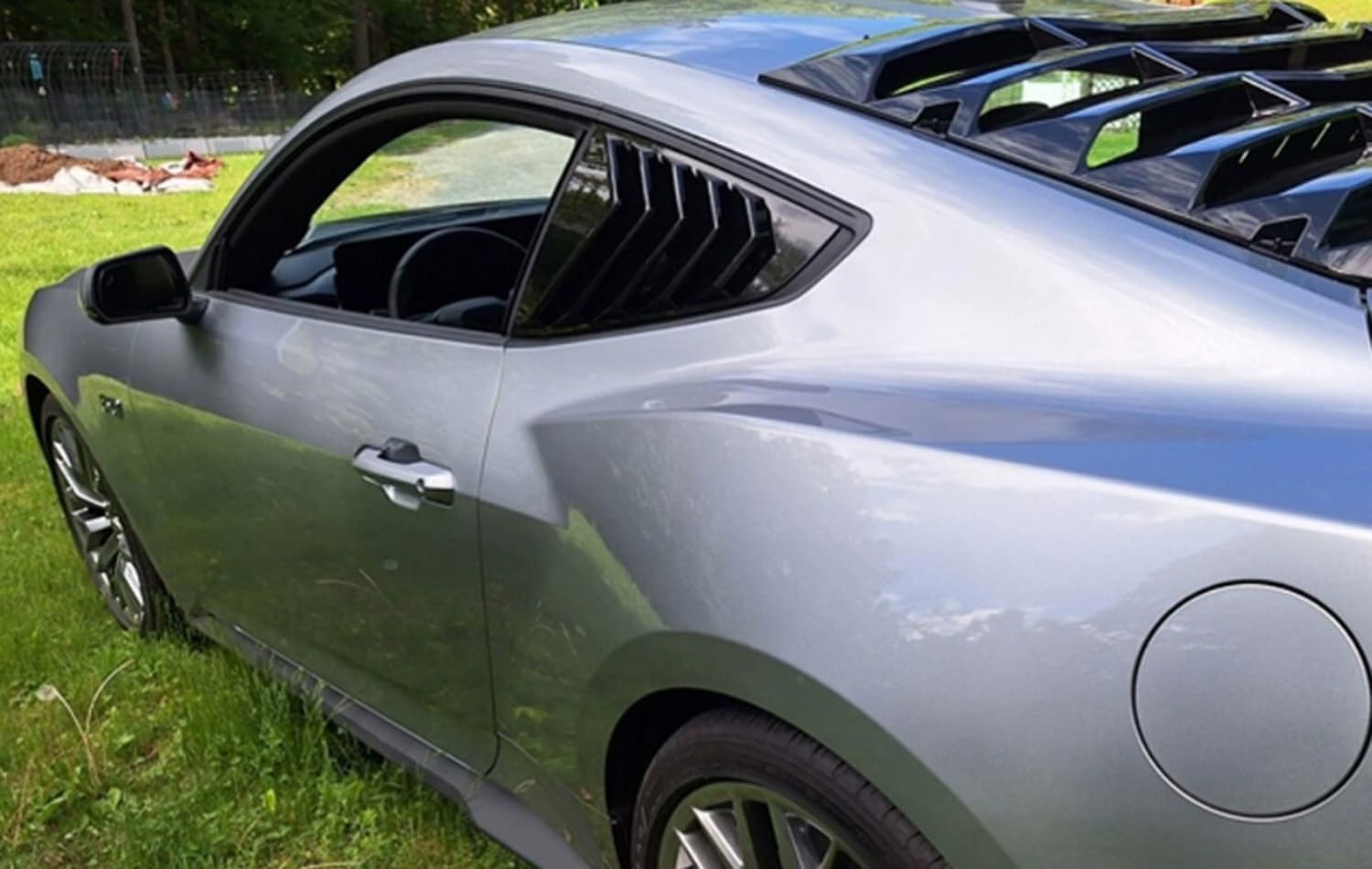 for Ford Mustang 2024-2025 Glossy Black Rear Window Shutter Cover Trim 2pcs Car Accessories
