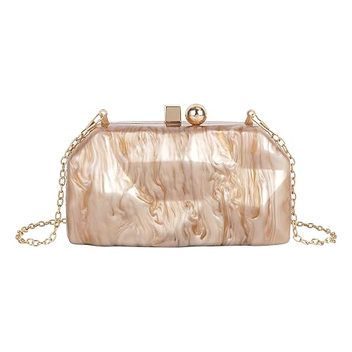 Reberomantic Women Lattice Pattern Metal Handbag Chain Geometric Evening Clutch