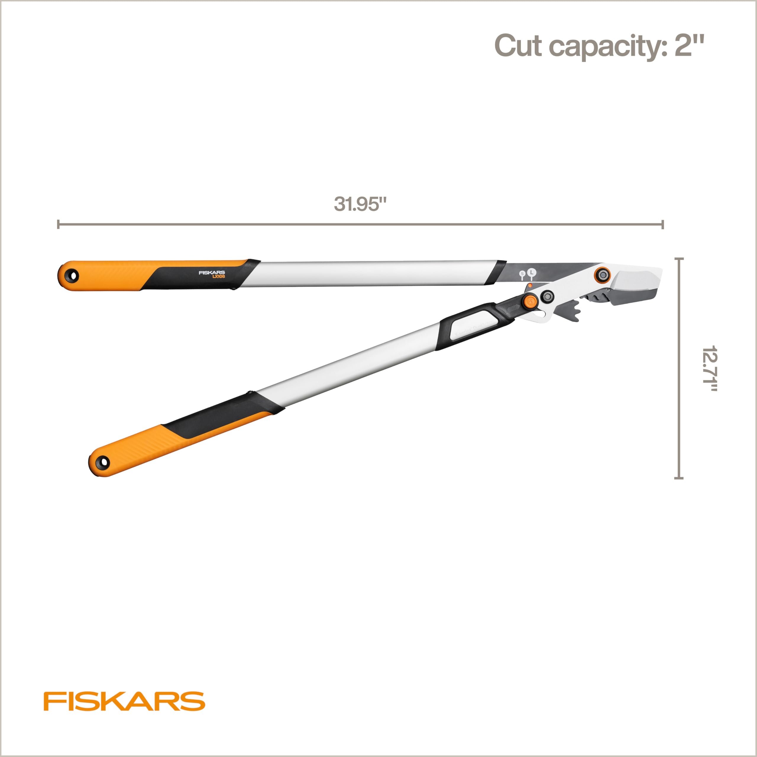Fiskars DualAction Astschere, 2-in-1-Astschere mit Dual-Schneidmodi, S-Modus für präzise Scheren für Stiele, L-Modus für Kraft durch Äste, reibungsarme Stahlklinge, 5,1 cm Schnittkapazität