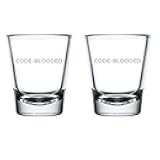 MIP Set of 2 Shot Glasses 1.75oz Shot Glass Gift Code-Blooded Funny Programmer Geek Nerd For IT Coder Computer Science Tech Developer