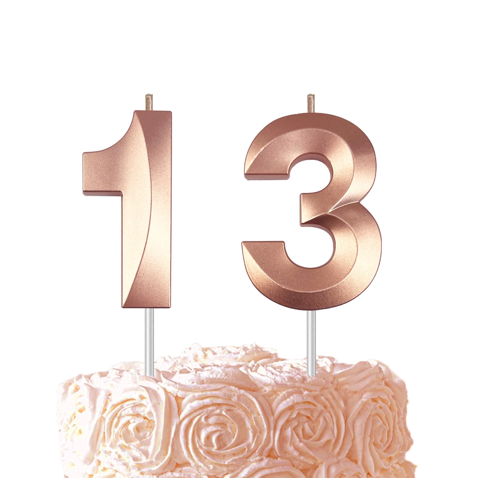 Rose Gold Birthday Number 13 Candles for Wedding Party Cake Decorations