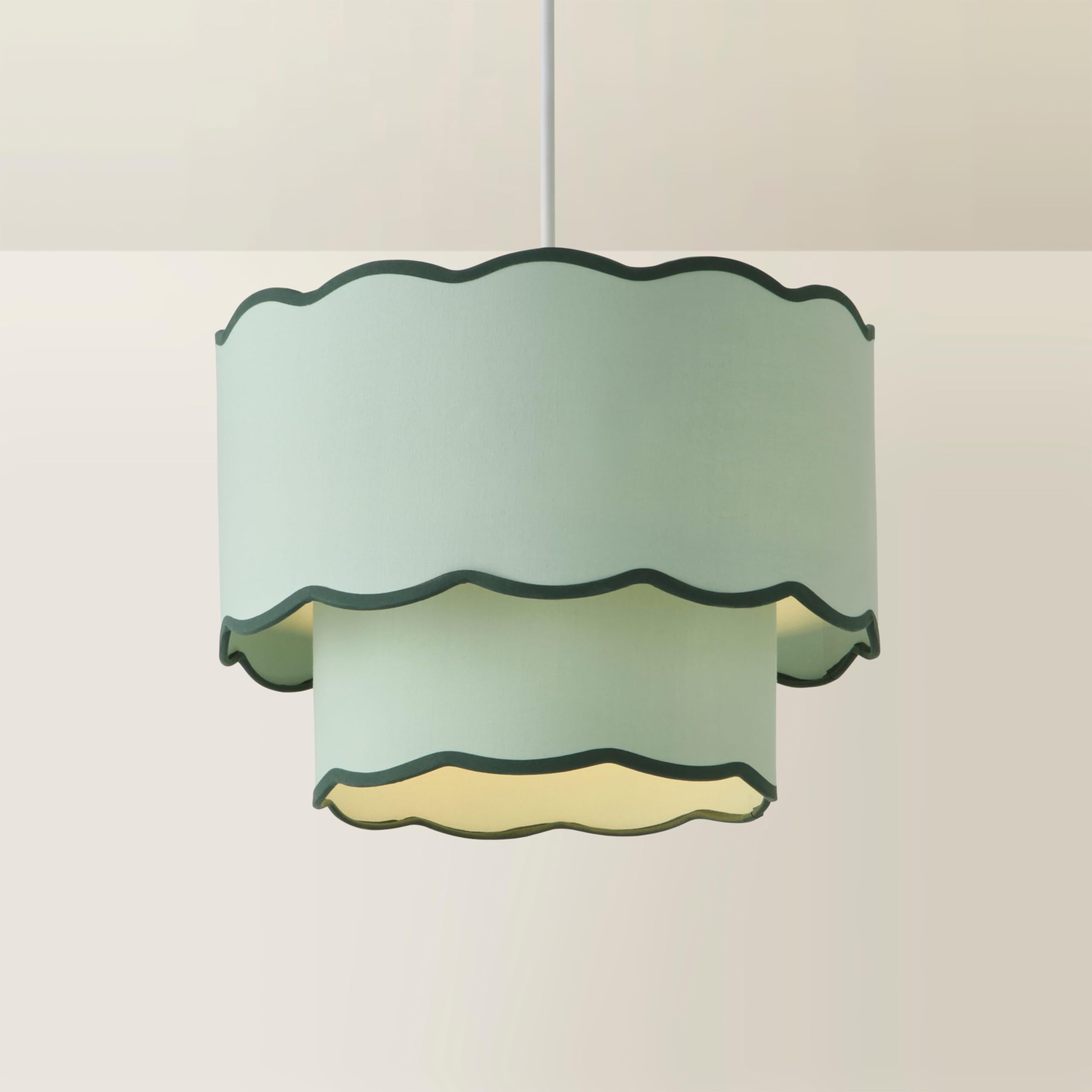 ValueLights | Sloane 2 Tier Green Colour Clash Scallop Ceiling Lamp Shade and Bulb | Shades, Home Décor & Improvement Essential | Bulb Included