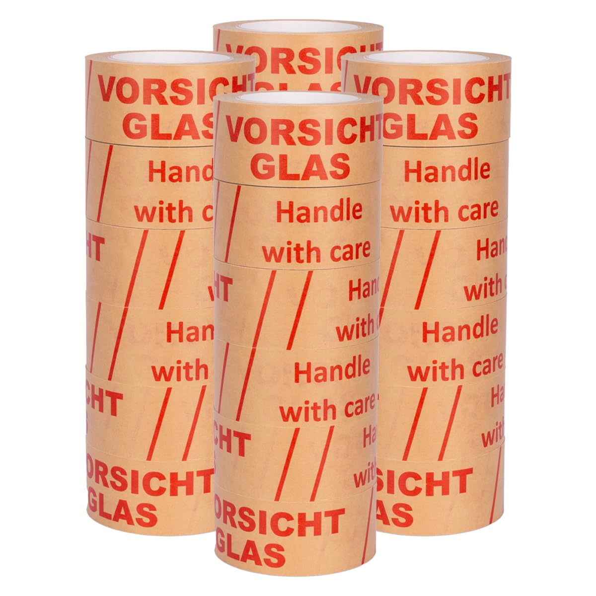 verpacking Cinta adhesiva de papel 50 mm x 50 m Vidrio de precaución [diseño, color y cantidad seleccionables] desenrollar tranquilamente cinta de embalaje ecológica cinta de embalaje 24 rollos