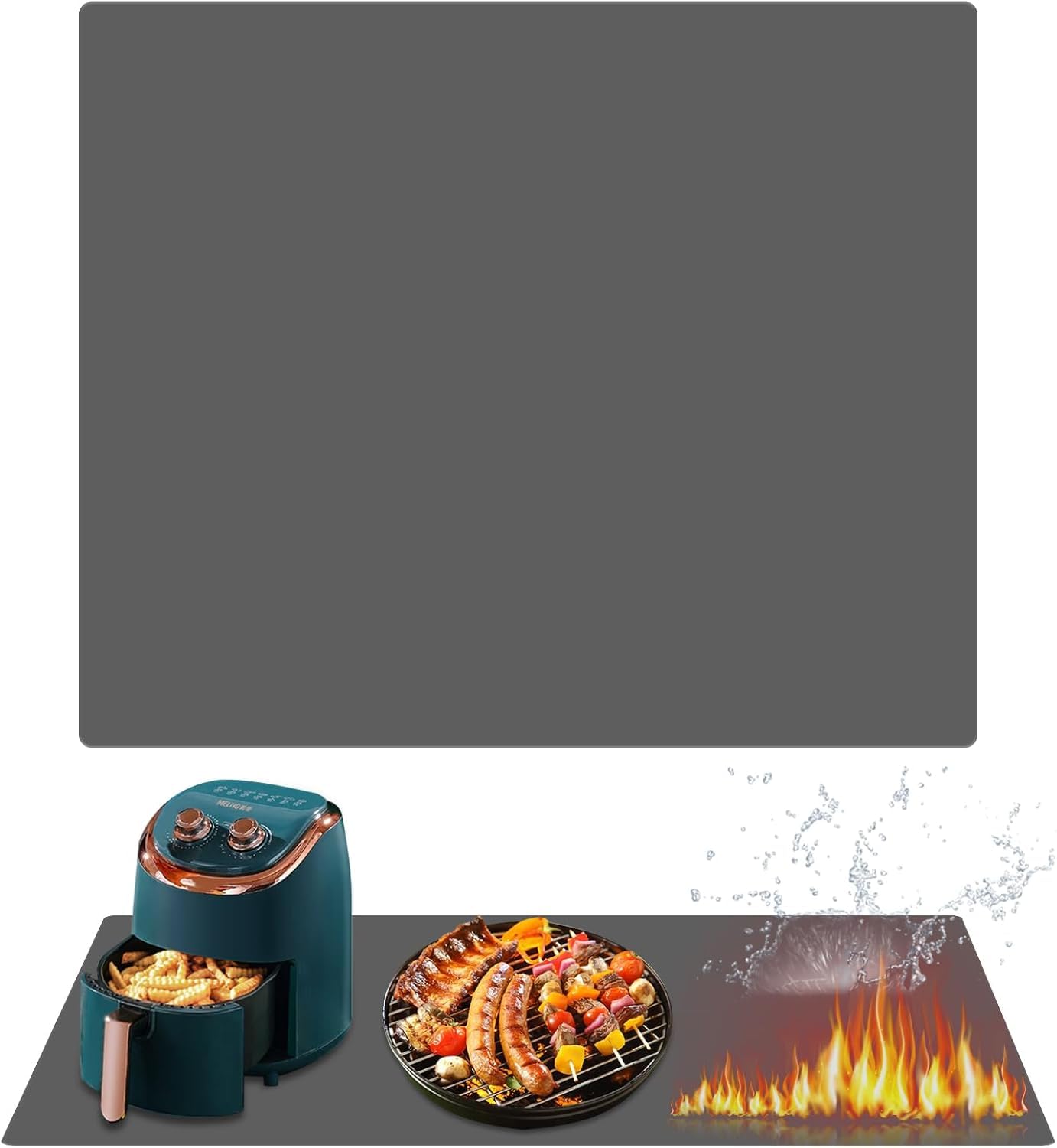 Tappetino Lgnifugo, 60 X 50 cm Tappetino in Silicone Ignifugo per Bancone Della Cucina,Tappetino Resistente al Calore Antiscivoloper Friggitrice, Forni, Caffè, Microonde, Griglie All'Aperto