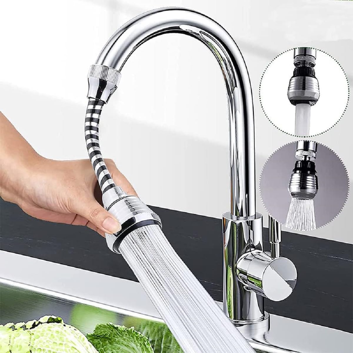 Aireador Grifo Cocina,Extensor Aireador Grifo Lavabo,Ducha para Fregadero de Cocina,2PC Extension Difusor Atomizador Universal, Grifo Lavabo,Flexible de Grifo 360º Pulverizador Adaptador Grifo Cocina