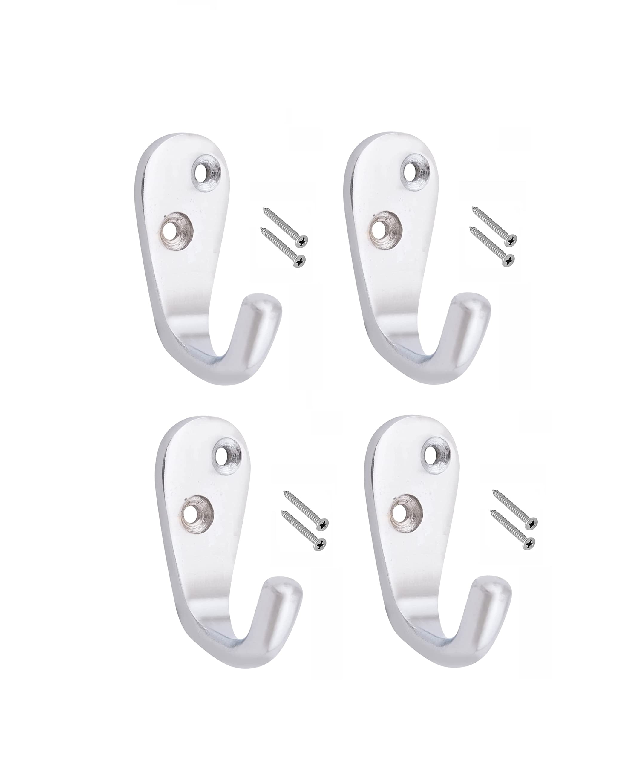 MHS Brass Made Multipurpose Decorative Wall or Door Hooks HangerMounted with Screws (J Type Silver MATT, Pack of 4) (B09MK6S3GL) Amazon Price History, Amazon Price Tracker