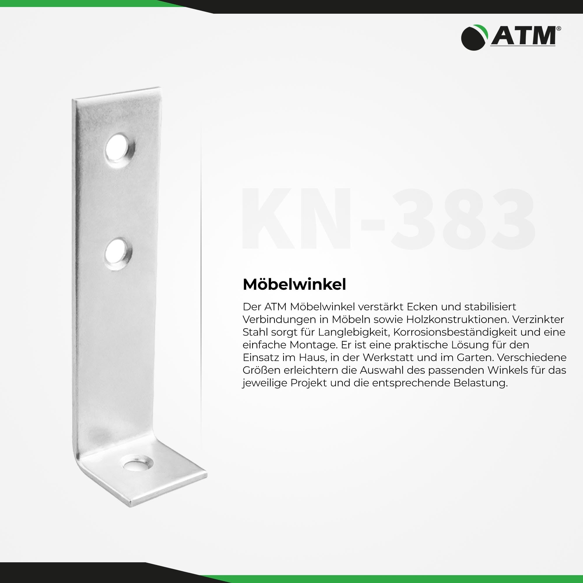 ATM Winkelverbinder Stuhlwinkel Winkelverbinder Galvanisch Möbelwinkel - Metallwinkel 66×17×17 x 1,5 mm – 100 Stück, Montagewinkel 90 Grad, Befestigungswinkel Möbel, Regal, Tisch, Stuhlwinkel, DIY