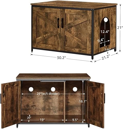 Vista 63 de unipaws – Banco de almacenamiento y orinal para gatos, cubierta de caja de arena con estructura de madera resistente, almacenamiento amplio, fácil