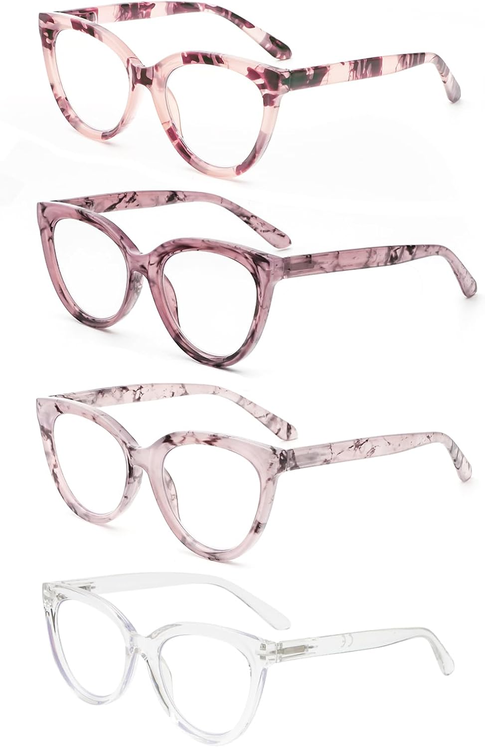 REAVEE 3 Pack Oversized Cat Eye Reading Glasses for Women men Thick Frame, Blue Light Blocking Readers Stylish Large Eyewear - Image 2