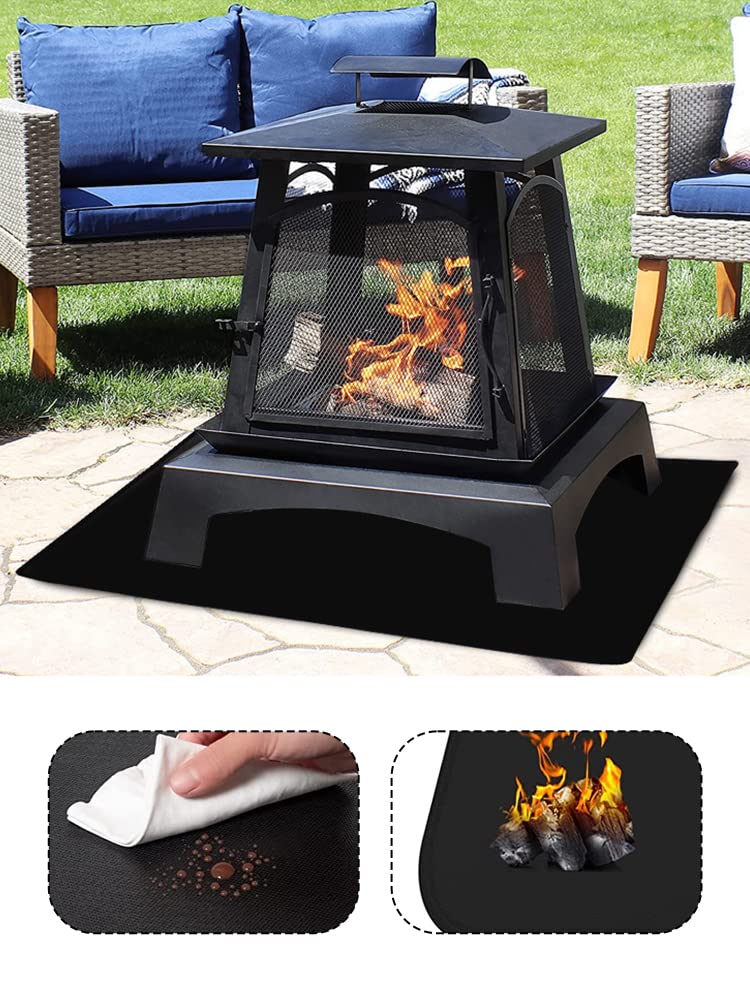 Alfombra Ignifuga para Barbacoa y Fogatas al Exterior, Protector de Suelo para Parrilla de Carbón y Leña, Protección de Superficie 3 Capas, Ideal para Jardín, Terraza y Patio, Tamaño Grande 165×100 CM