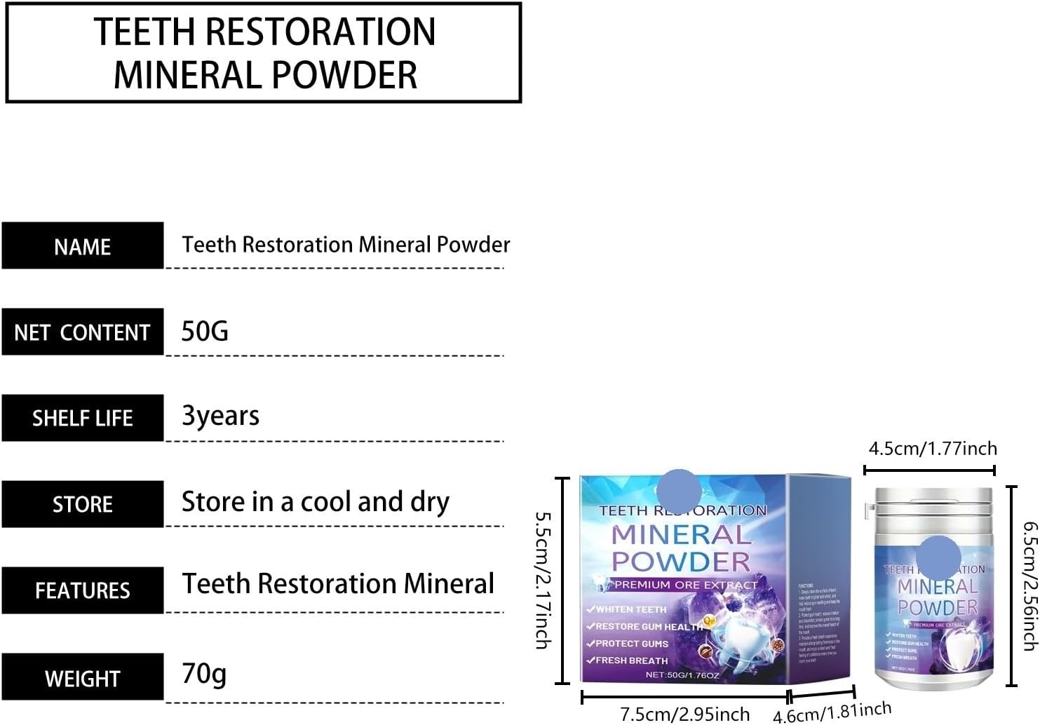 Natural Teeth Whitening Powder - Gentle Stain Removal, Breath Freshener & Gum Health Support(3PCS)