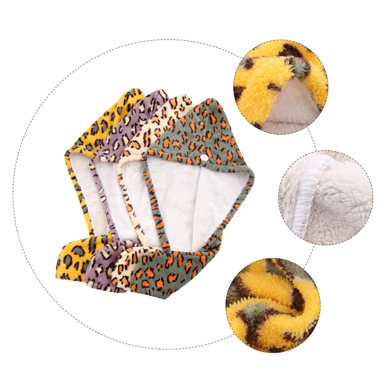 VALICLUD 2 Set Pz Teli Asciugacapelli Microfibra Spessa Con Leopardato Asciugamani Assorbenti Per Doccia E Spa Per Lunghi E Corti 4 Pezzi * 2