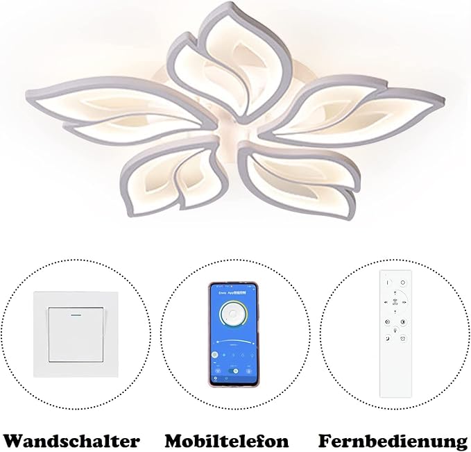 Tetipa LED Plafondlamp Dimbaar, 40-80W met Afstandsbediening App, Kleurverandering Moderne Woonkamerlamp Plafondlamp, Energiebesparend Eimming Plafondverlichting Slaapkamerlamp photo 3