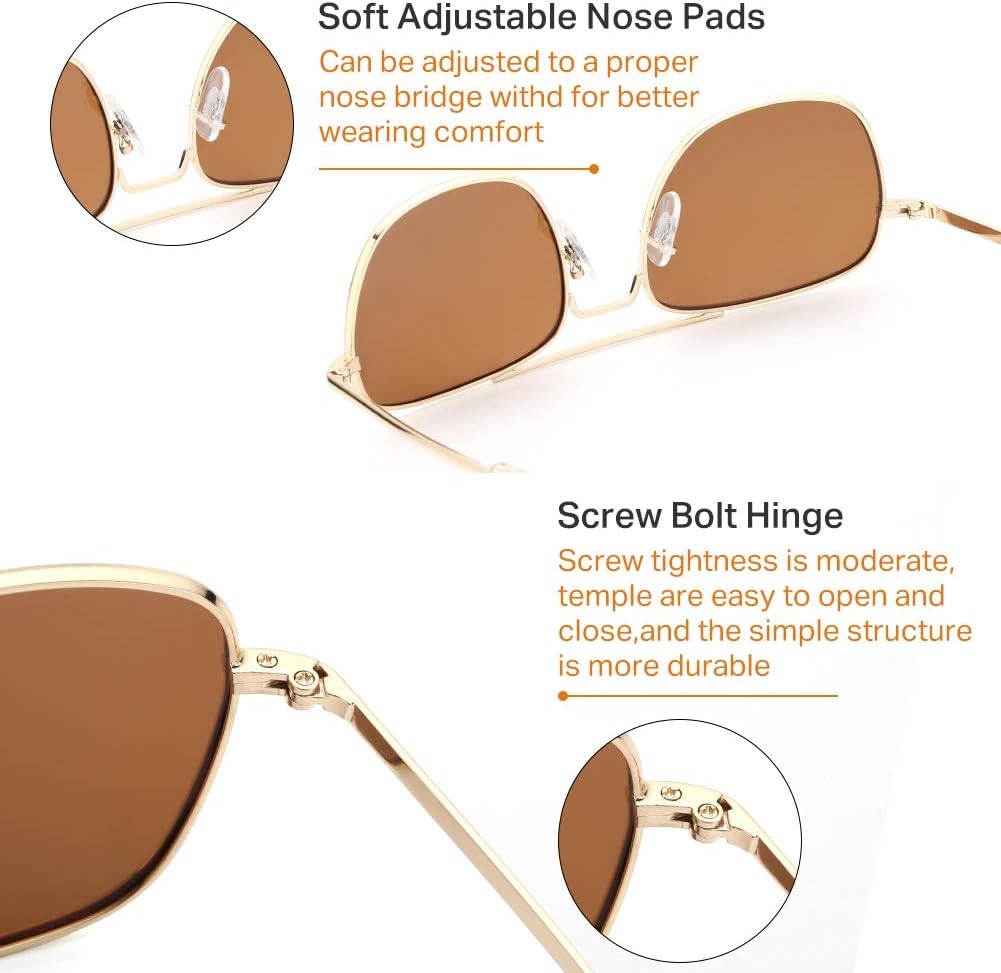 IOHLNG Mens Aviator Sunglasses Polarized 55mm Pilot Military Square Shades with Bayonet Temples