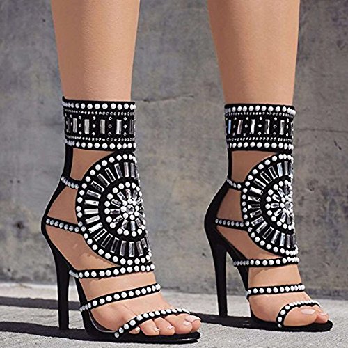 Strappy High Stiletto Heel Dress Gladiator Peep Toe Sandals Apricot Color3