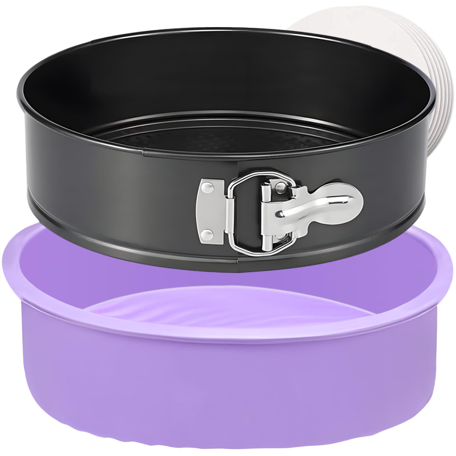 Springform - Molde antiadherente para tartas de queso de 9 pulgadas con protector, molde de resorte a prueba de fugas para tarta de queso, moldes redondos para pasteles de queso para hornear, molde de