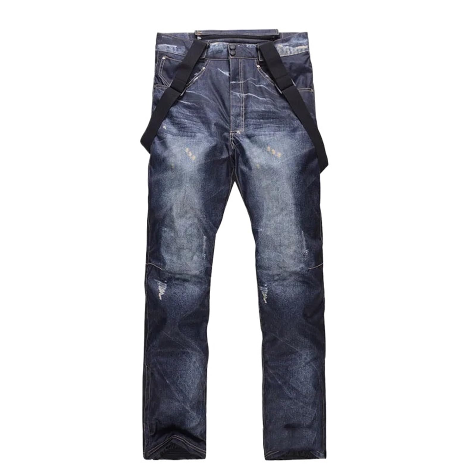 Skihose Denim-Skihose for Herren, Winter, Outdoor, warm, wasserdicht, Winddicht, Ski- und Snowboardhose, männliche Schnee-Lätzchenhose(Black,XL)