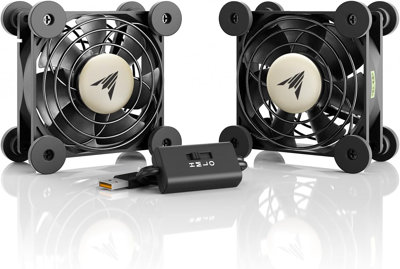 MULTIFAN S5, Quiet Dual 80mm USB Fan, UL-Certified for Receiver DVR Playstation Xbox Computer Cabinet Cooling