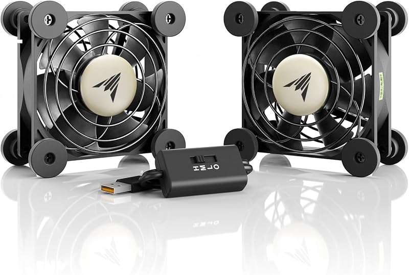 AC Infinity MULTIFAN S5, ventilador USB dual silencioso de 80 mm | Certificado UL, para receptor DVR, PlayStation, Xbox, computadora, refrigeración de gabinete