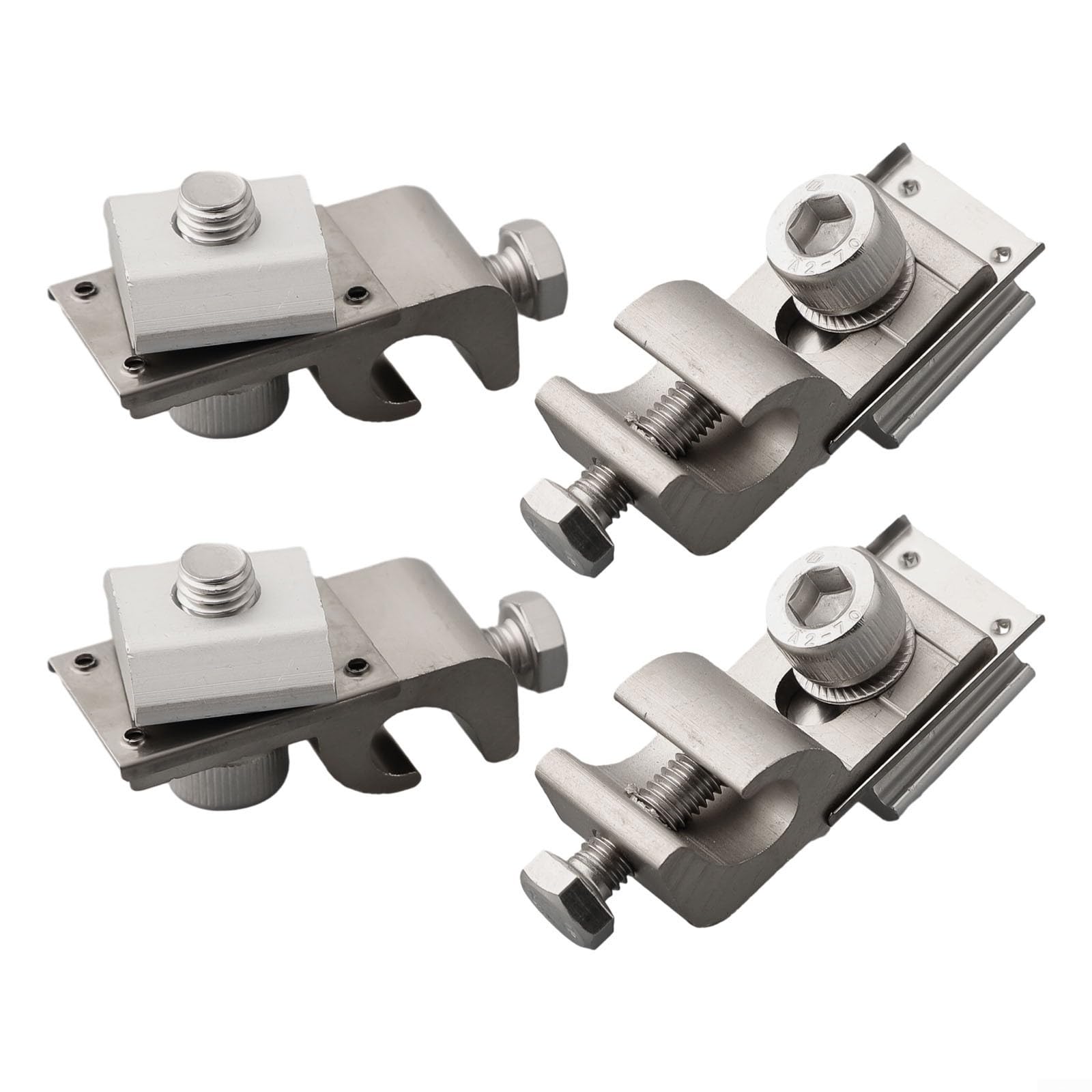 Aluminum Solar Panel Mounting Bracket Clamps with Grounding Lugs for PV Rails, C/U/H-Beam Steel, 42x20x14mm, Silver